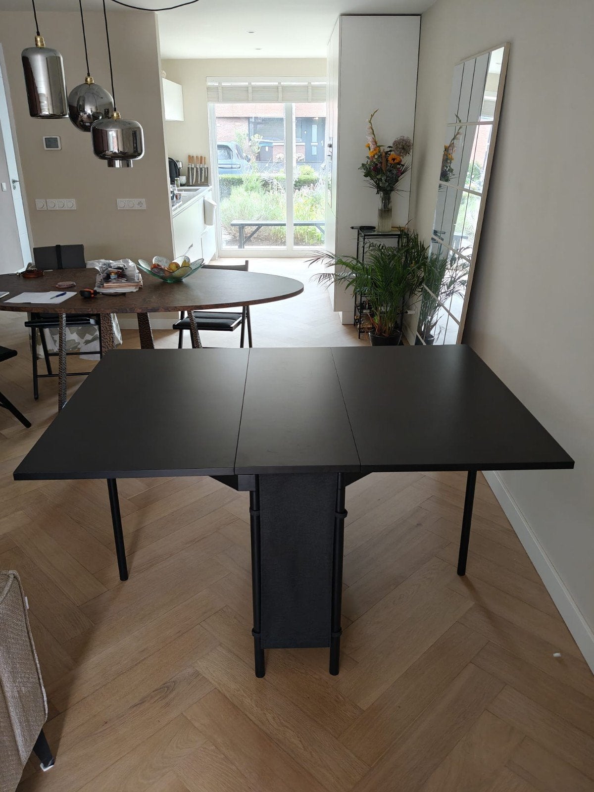 IKEA Kallhal uitklapbare tafel met 3 stoelen, Ophalen, 100 tot 150 cm, 50 tot 100 cm, Zo goed als nieuw