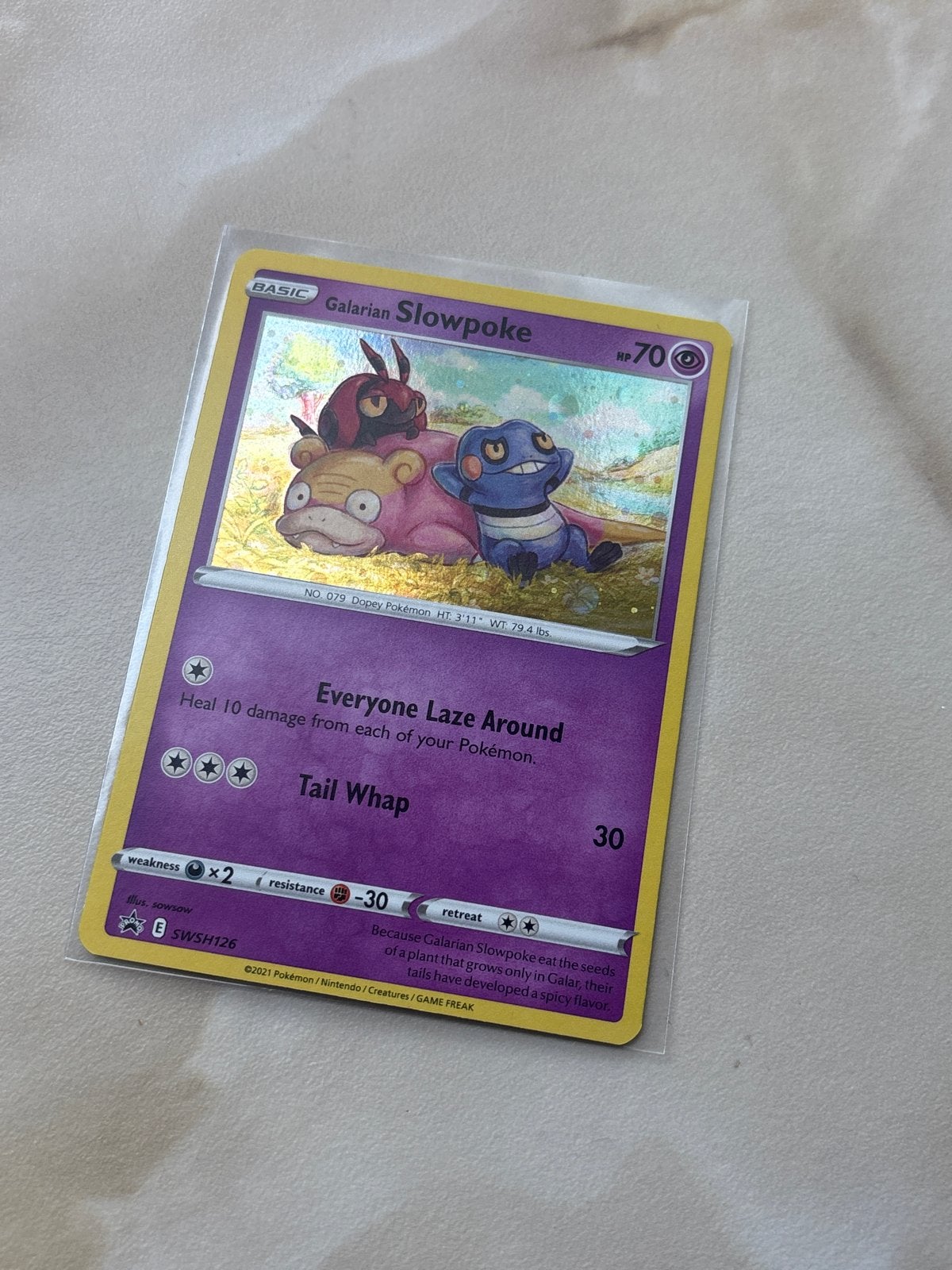 Galarian Slowpoke Pokémon Kaart SWSH126 Foil, Ophalen of Verzenden, Zo goed als nieuw, Losse kaart, Foil
