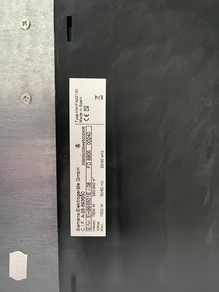 Siemens Inductiekookplaat EH995501E met 4 zones, Ophalen of Verzenden, Gebruikt