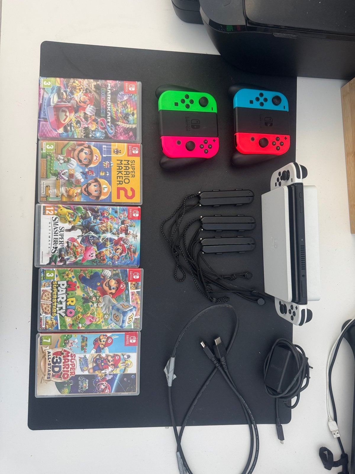 Nintendo Switch Oled + Extras Bundel (128 GB), Switch OLED, Met games, Met 2 controllers, Ophalen of Verzenden
