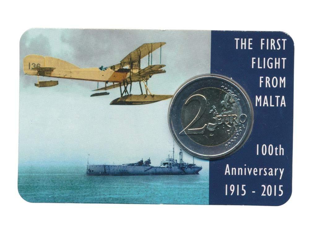 Malta 2 euro 2015 100 jaar vlieggeschiedenis in coincard