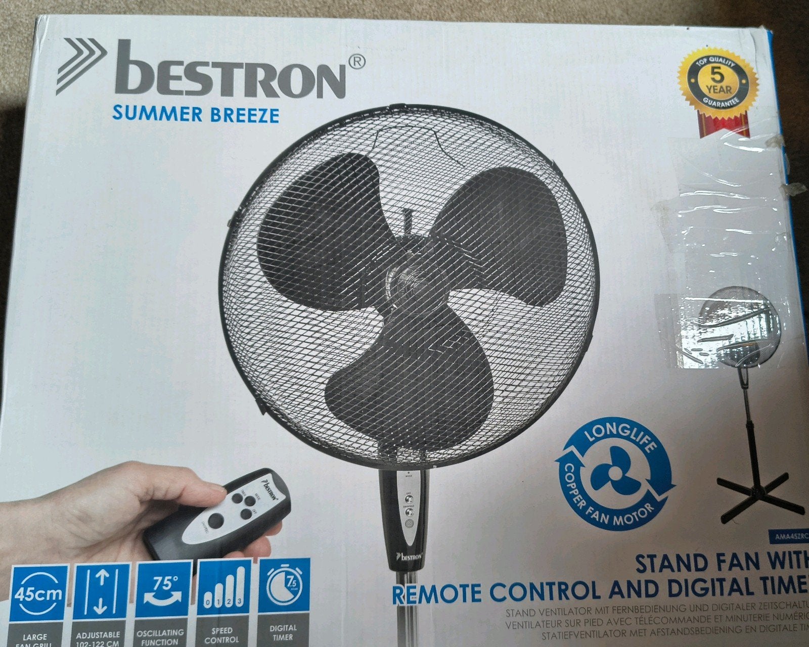 Ventilator bestron met afstandsbediening nieuw, Ophalen, Ventilator met afstandsbediening, Nieuw, Statiefventilator