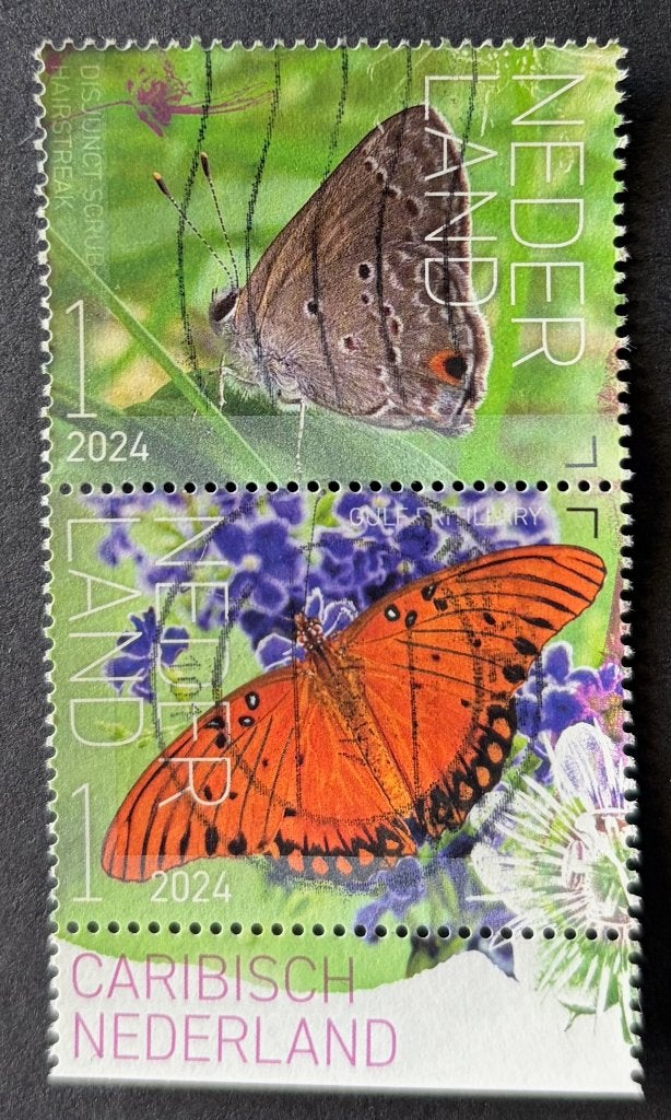 Postzegels duo vlinders Nederland 2024 Bonaire, Ophalen of Verzenden, Na 1940