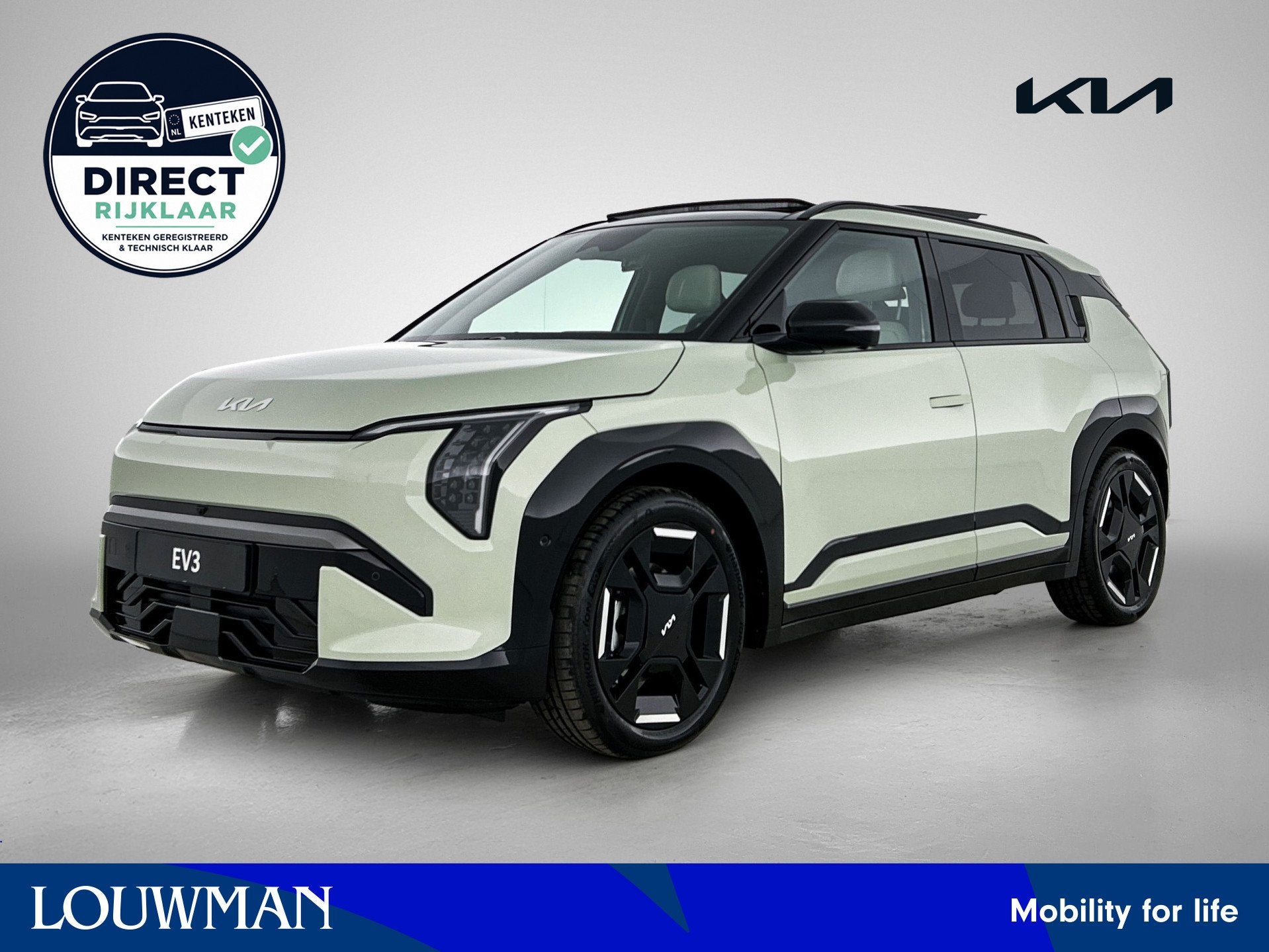 Kia EV3 GT-PlusLine 81.4 kWh * SNEL LEVERBAAR * Direct-rijde, Auto's, Zwart, Adaptive Cruise Control, Nieuw, 204 pk