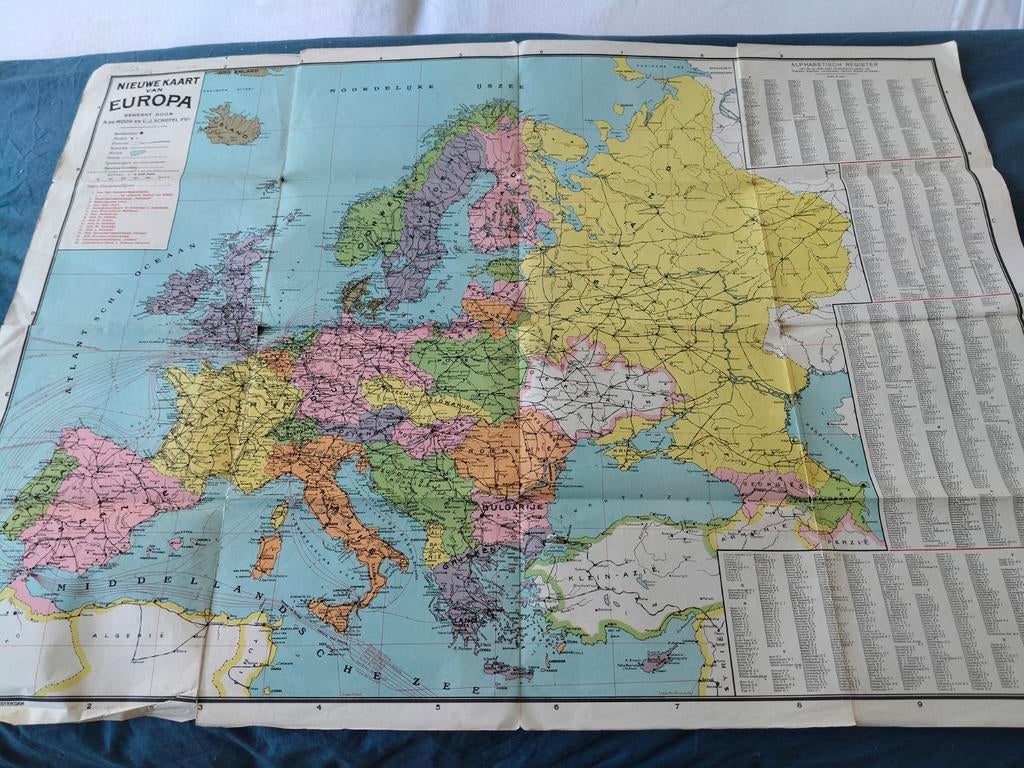 Oude kaart van Europa (nieuwe kaart van Europa) 1929, Gelezen, Verzenden, Europa Overig, Landkaart