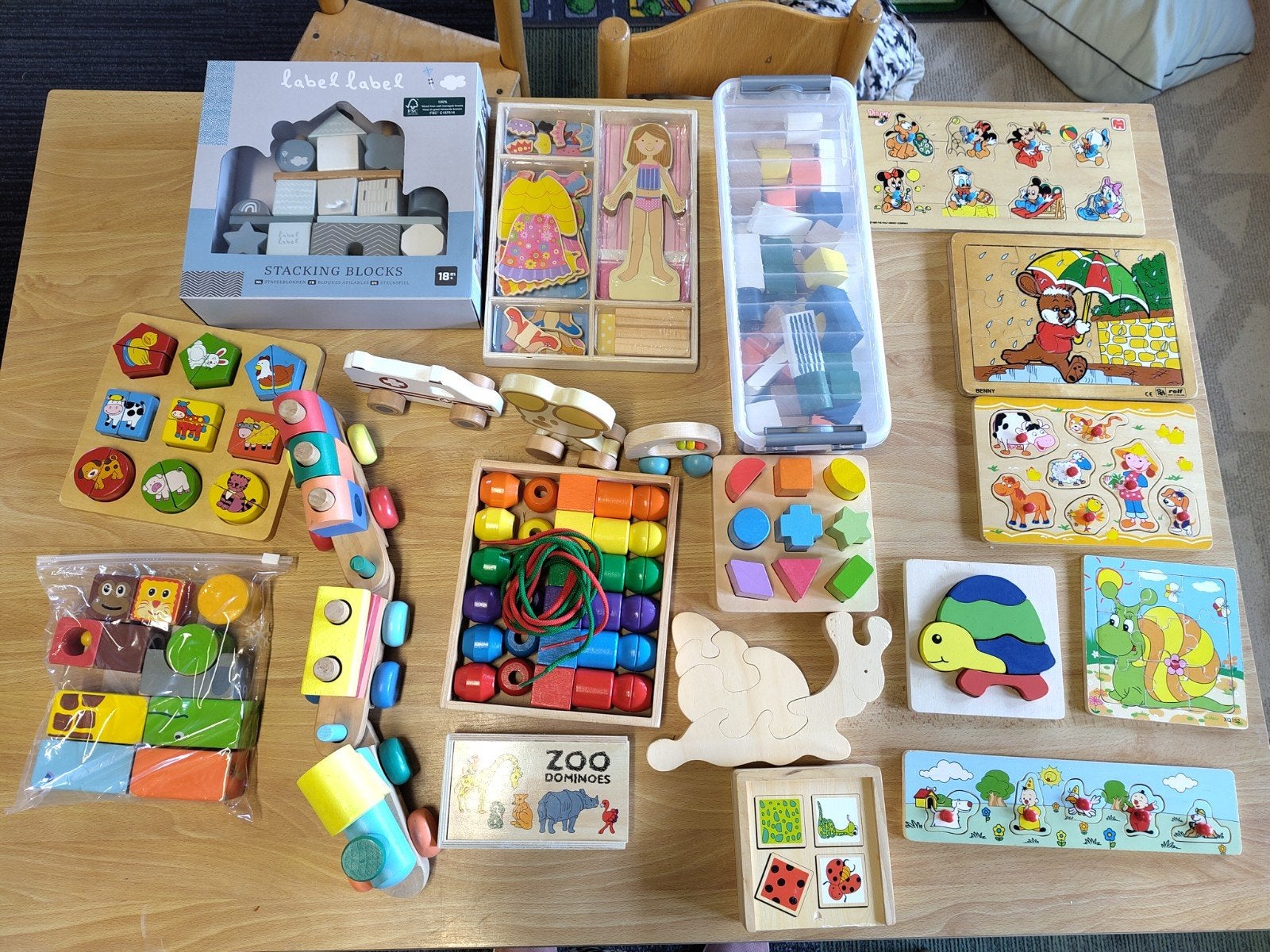 Grote verzameling houten baby/peuterspeelgoed, Ophalen of Verzenden, Zo goed als nieuw, Overige typen