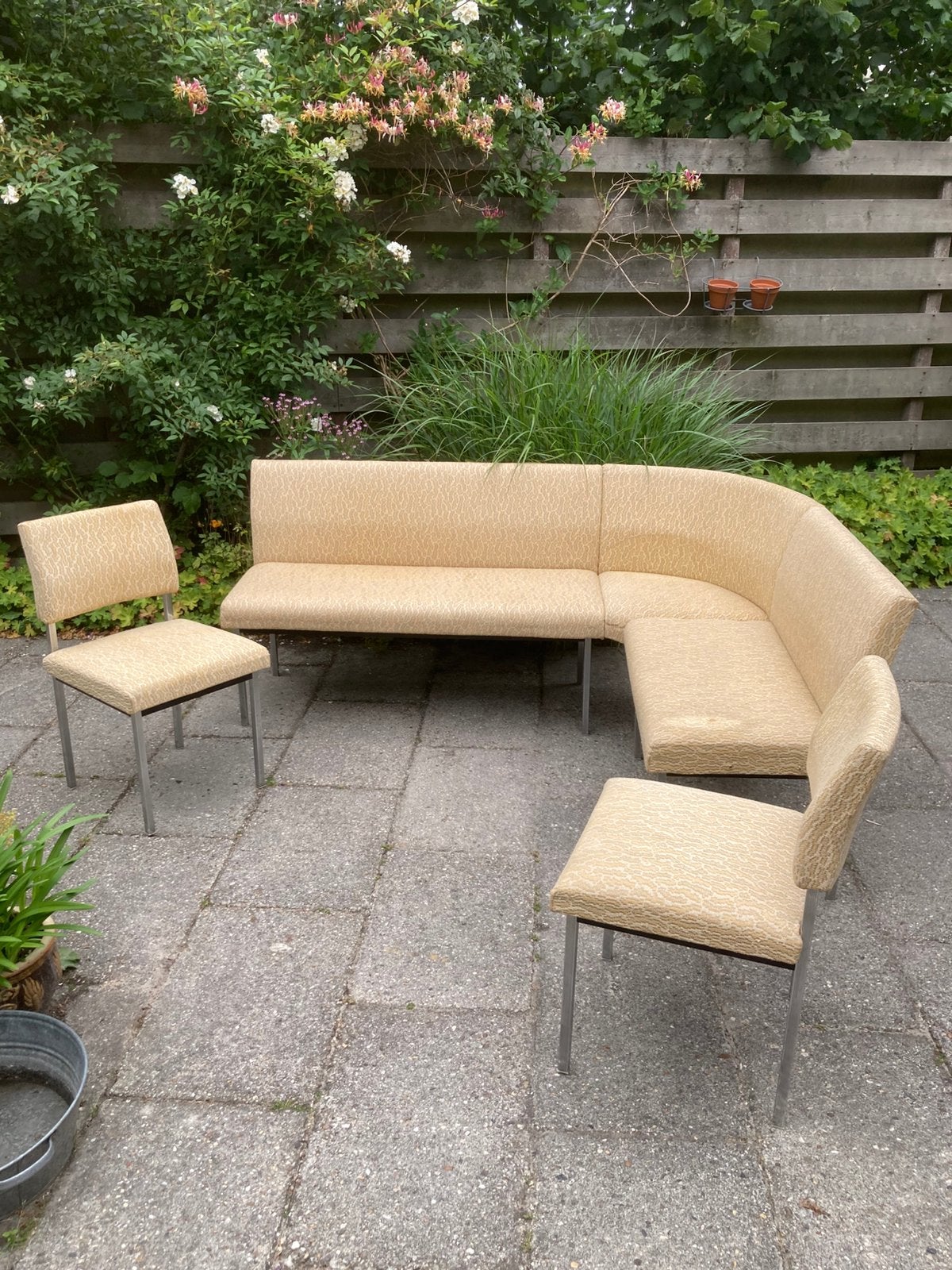 Vintage lounge hoekbank met twee dtoelen jaren 70, Ophalen