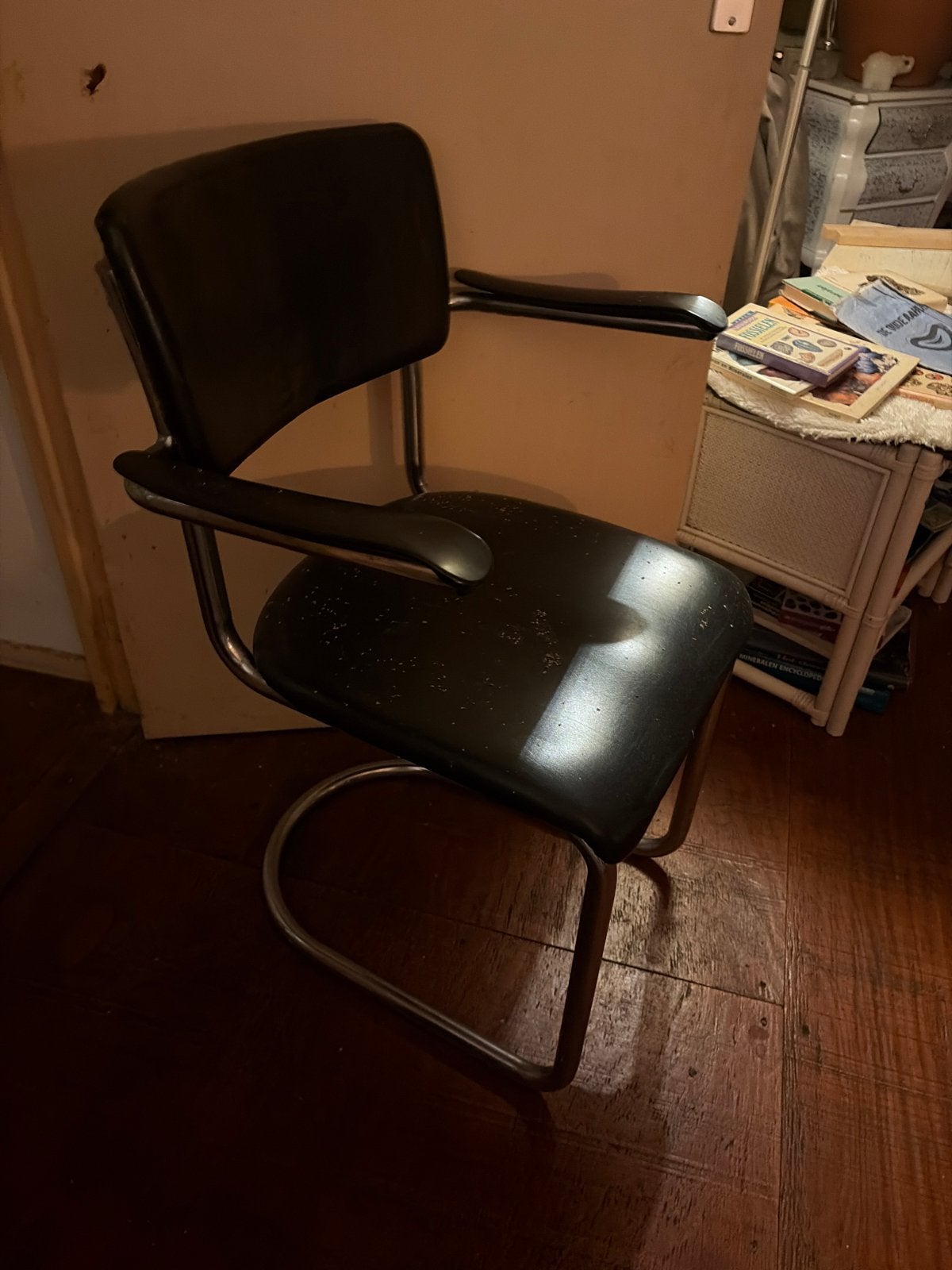 Vintage Zwarte Buisframe Stoel met Armleuningen, Ophalen