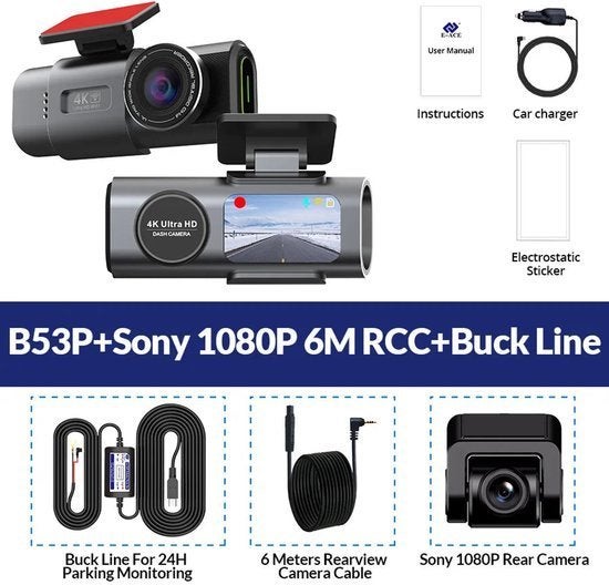 Dashcam voor Auto - 4K Dashcam - Dual Lens - 170 Groothoek, Corvance B.V., Verzenden, Nieuw, Corvancebol@gmail.com