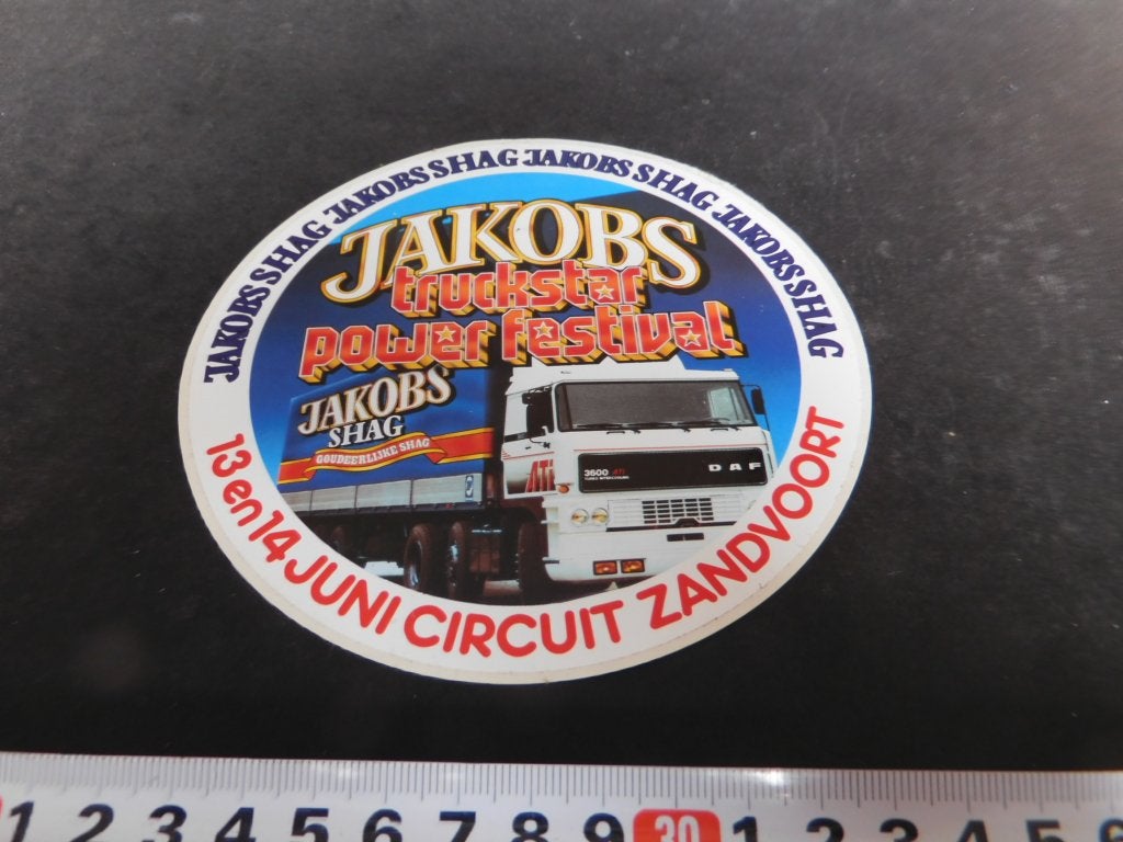 sticker Zandvoort JAKOBS truckstar power festival Shag DAF, Ophalen of Verzenden, Zo goed als nieuw
