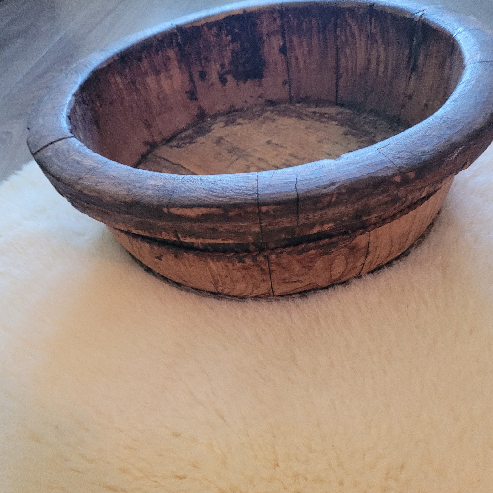 Oude kaasbak, Ophalen of Verzenden, Zo goed als nieuw, Rond, Hout