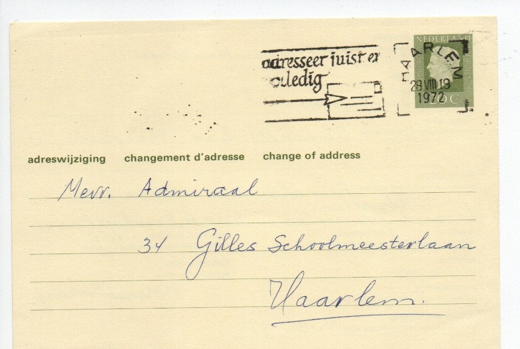 Postwaardestuk - Adreswijziging. Geuzendam 37., Ophalen of Verzenden, Overige typen
