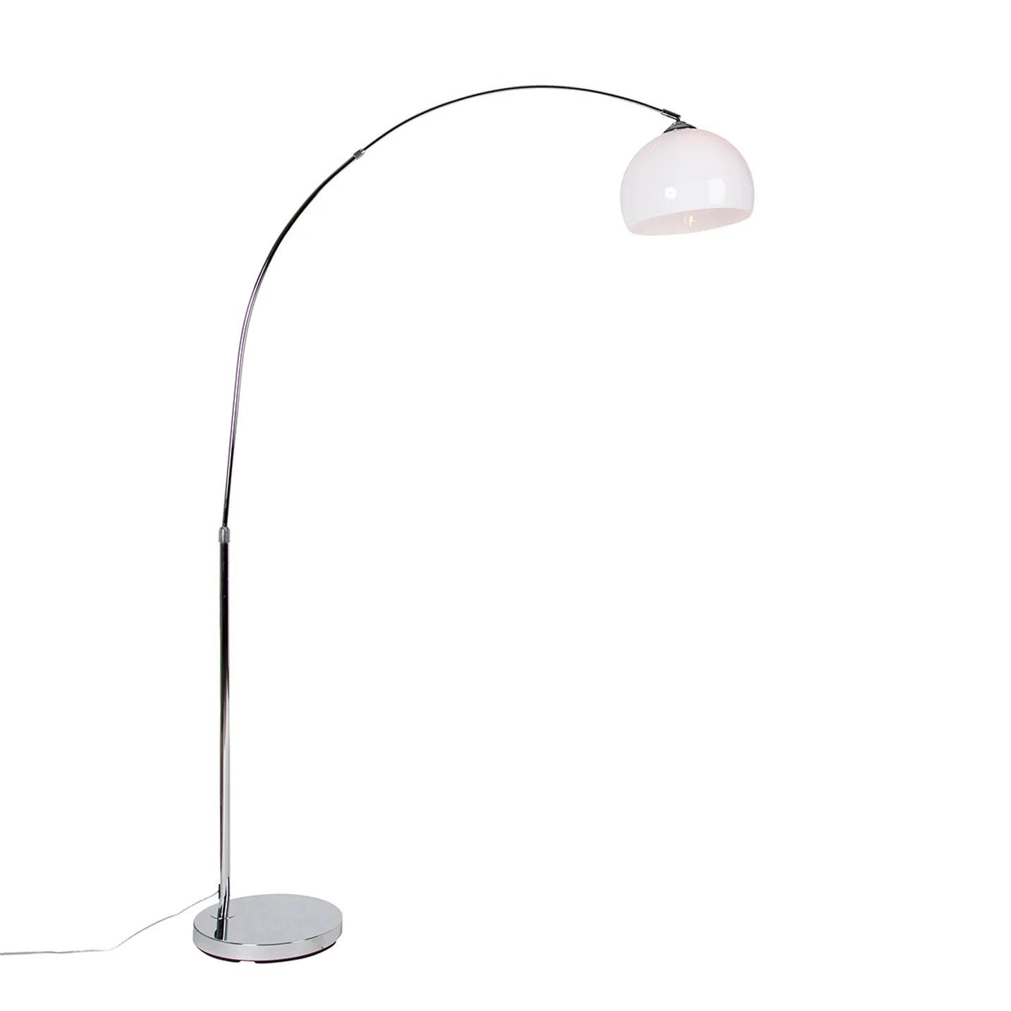 Moderne chromen booglamp met witte kap - Arc Basic, Ophalen, 200 cm of meer, E27 (groot), Zo goed als nieuw