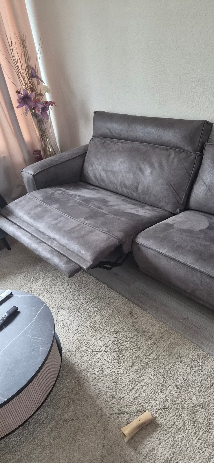 Bank Palmori 4-zits graphit met elektrische relaxstand, Ophalen, Gebruikt, 300 cm of meer, 75 tot 100 cm