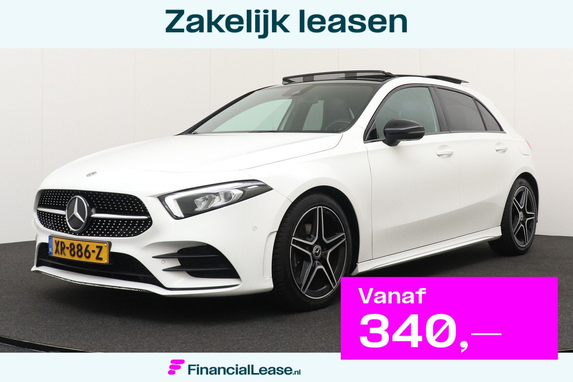 Mercedes-Benz A-Klasse 200 164 PK Aut. AMG Night-Pack Pano-d, Dealer onderhouden, Gebruikt, 4 cilinders, Wit