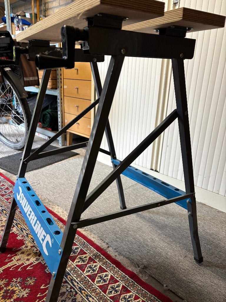 Werkbank met bankschroef, inklapbaar, Ophalen, Gebruikt, 70 tot 120 cm, Inklapbaar