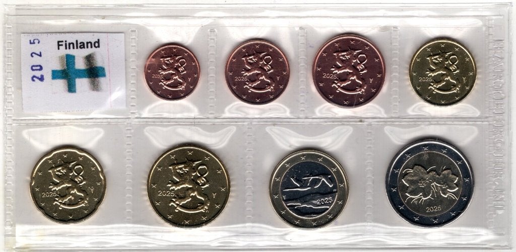 UNC set Finland 2025 - 1 cent t/m 2 euro, Postzegels en Munten, Munten | Europa | Euromunten, Verzenden, Finland, Overige waardes