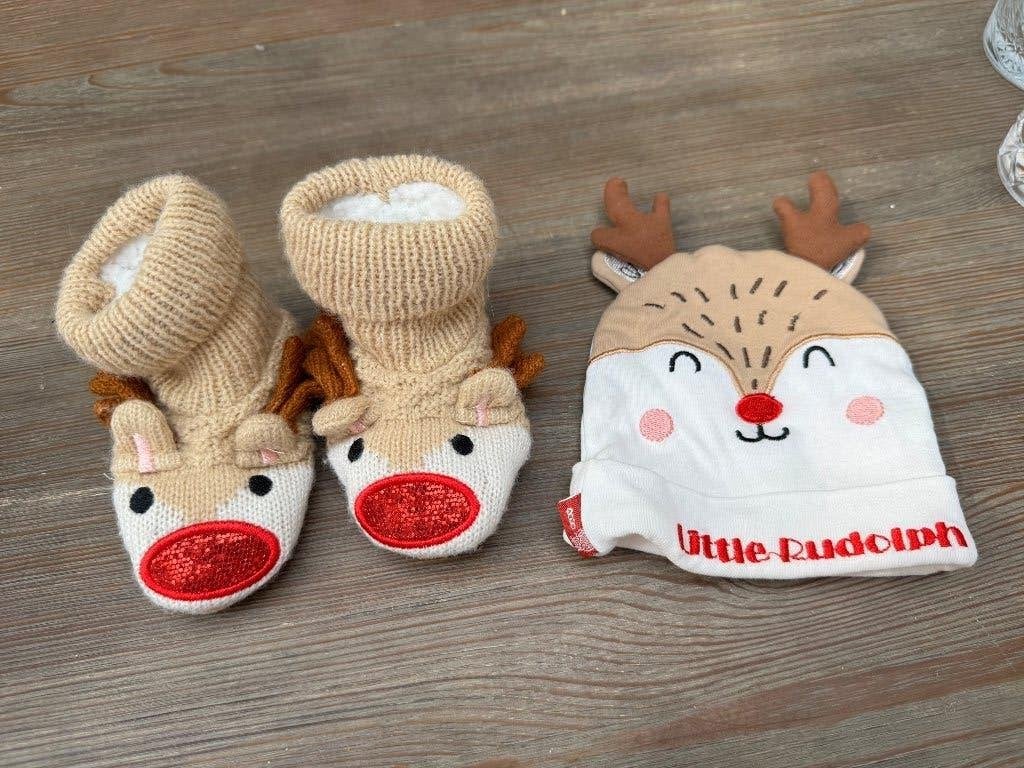 Babyslofjes en muts Kerst, Ophalen, Zo goed als nieuw, Jongetje of Meisje, Schoentjes