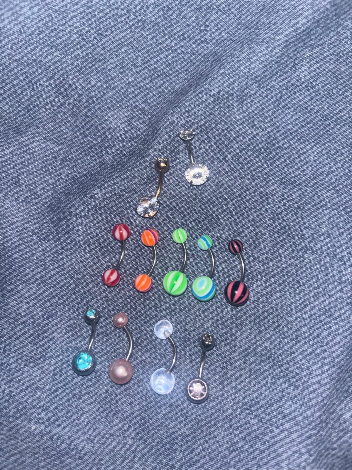 Navelpiercings set - Diverse kleuren en stijlen, Gebruikt, Ophalen of Verzenden, Met strass, Overige materialen