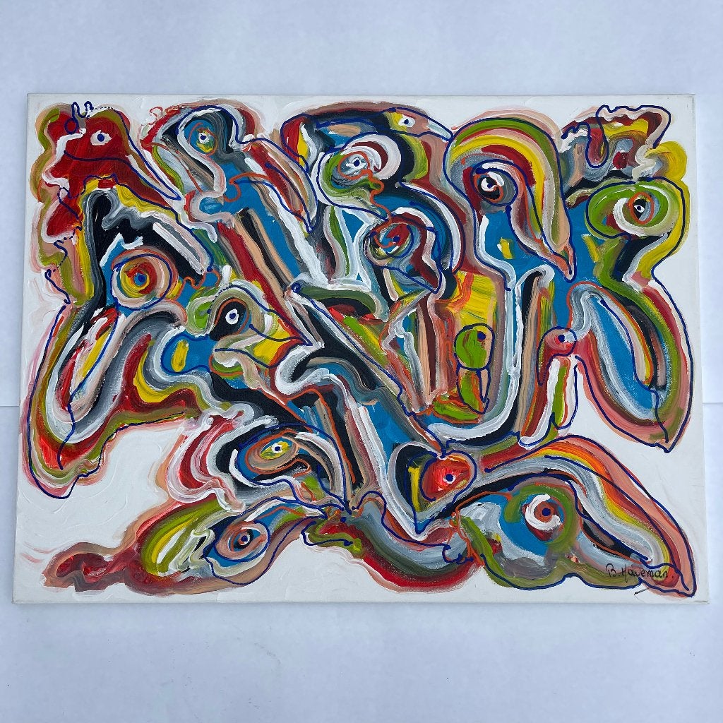 Schilderij Ben Haveman - Vogels in het Lover 80x60x2cm, Antiek en Kunst, Kunst | Schilderijen | Klassiek, Overige technieken, Ophalen of Verzenden