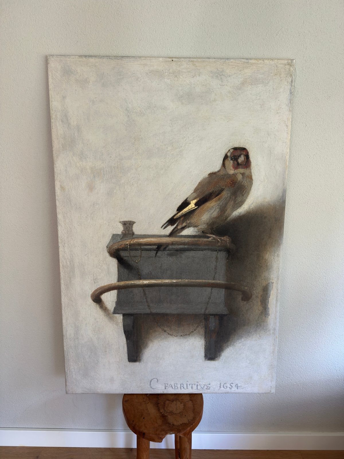 Het Puttertje (De Putter) - Carel Fabritius reproductie, Ophalen, Zo goed als nieuw, Schilderij, 75 tot 100 cm