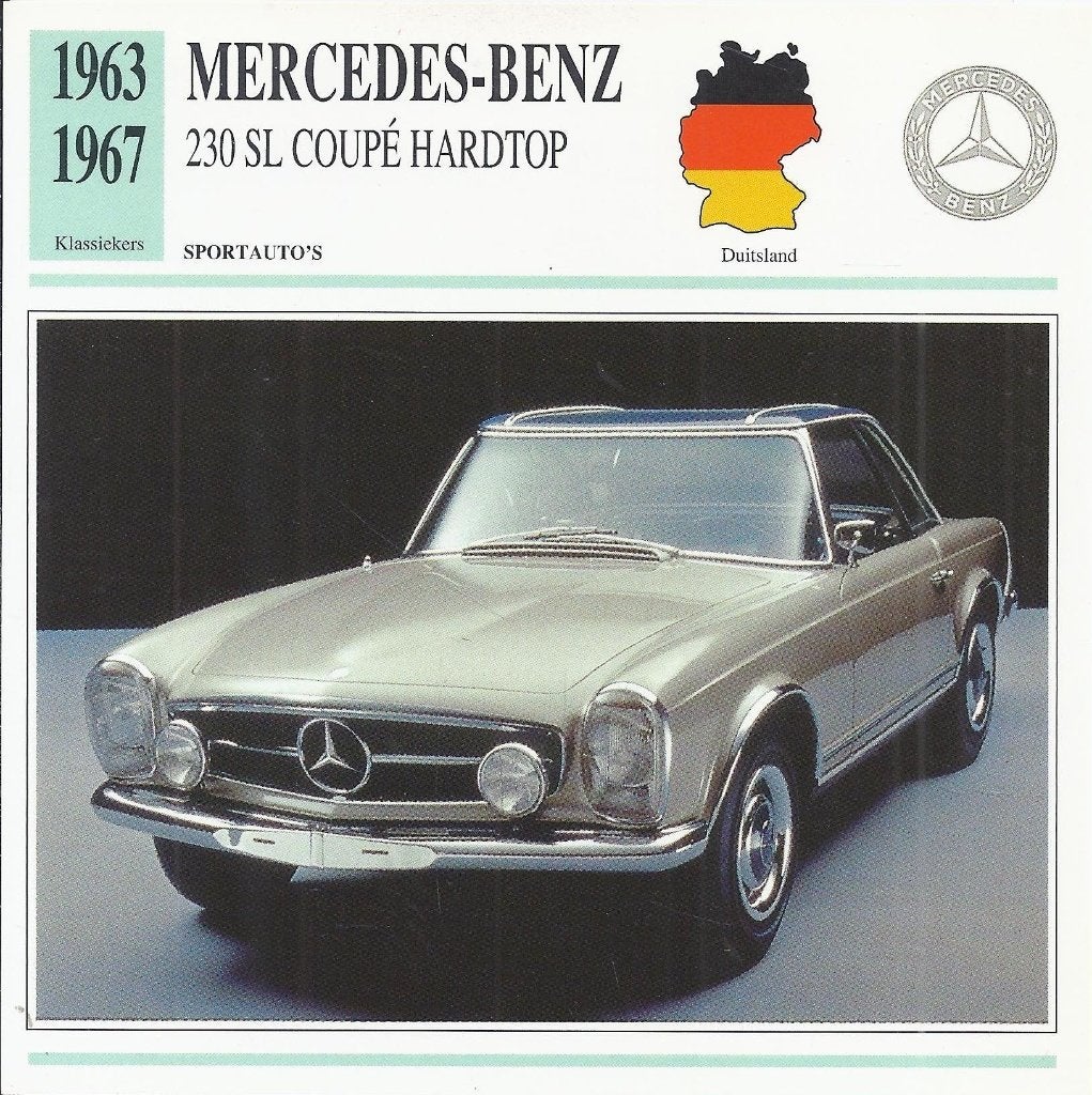 ma842 autokaart mercedes benz 230 sl coupe hardtop, Ophalen of Verzenden, Zo goed als nieuw, Auto's
