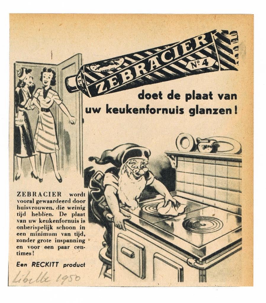 Reckitt - Zebracier - Advertentie uit Tijdschrift 1950, Ophalen of Verzenden, 1940 tot 1960, Knipsel(s)