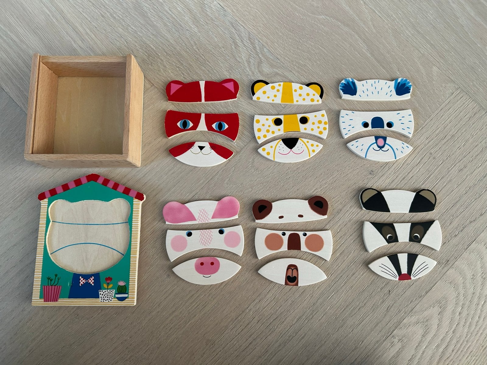 Houten dieren gezichten puzzel, Ophalen, Zo goed als nieuw, Overige typen