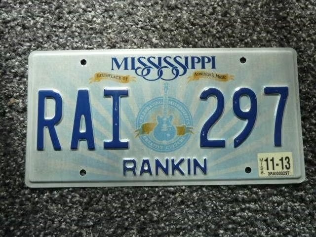 Kentekenplaat licenseplate Mississippi Guitar Rankin USA, Verzamelen, Verzenden, Gebruikt, Auto's
