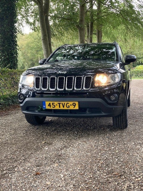 Jeep Compass 2.0 2WD 2012 Zwart, Auto's, 450 kg, Zwart, Zwart, Handgeschakeld