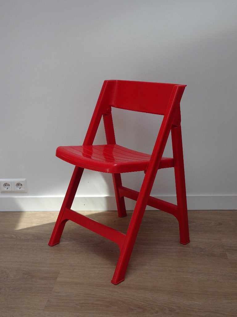 Vintage rode design klapstoel Flair Plaisir, Ophalen, Kunststof, Gebruikt, Eén