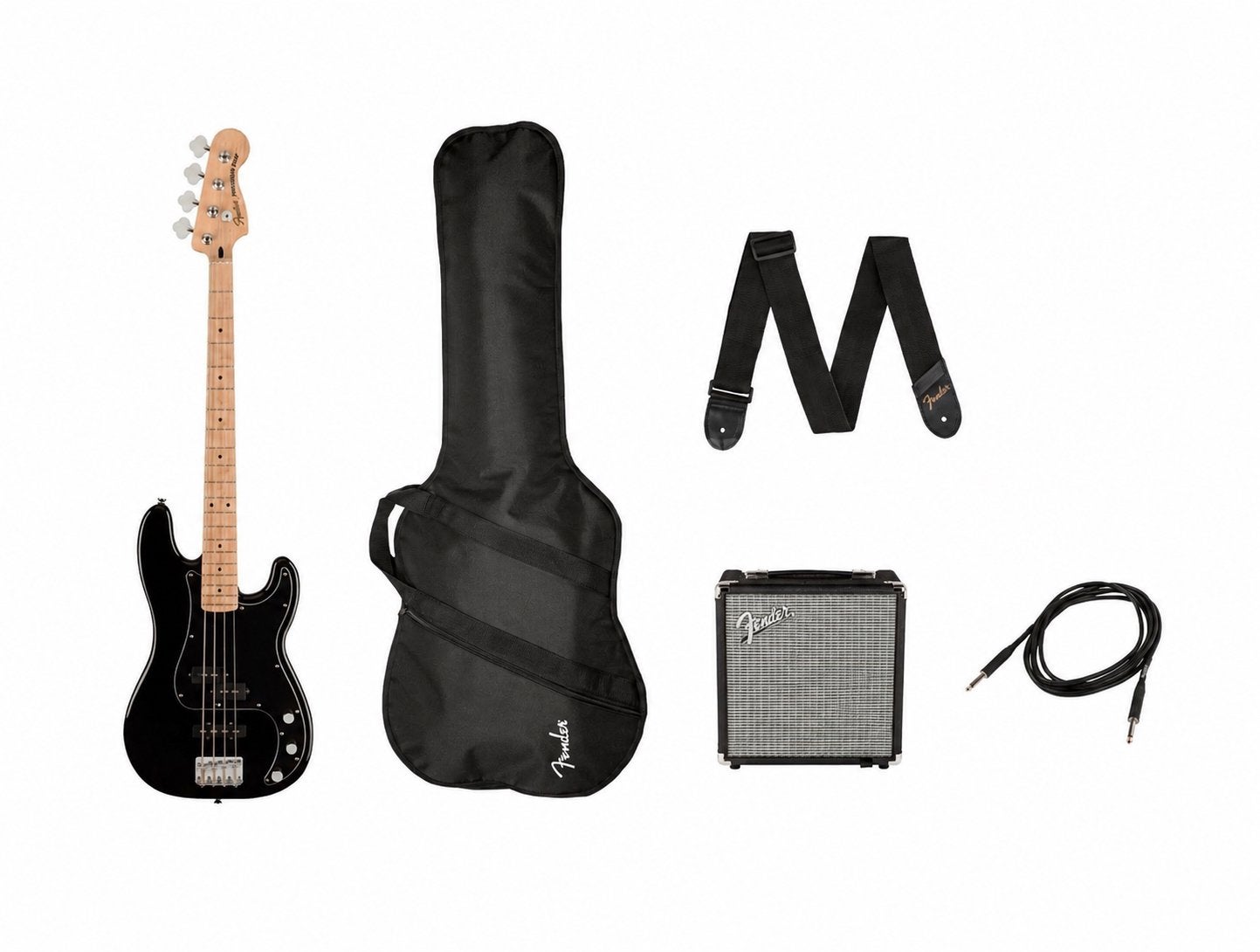 Squier (Fender model)  Precision Bass Startpakket - Zwart, Ophalen of Verzenden, Zo goed als nieuw, Elektrisch
