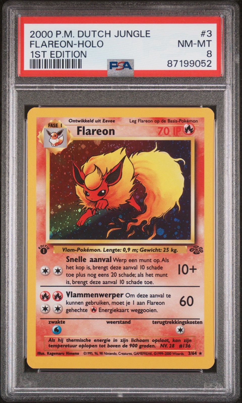 2000 Dutch Jungle Flareon PSA 8, Ophalen of Verzenden, Zo goed als nieuw, Losse kaart, Foil