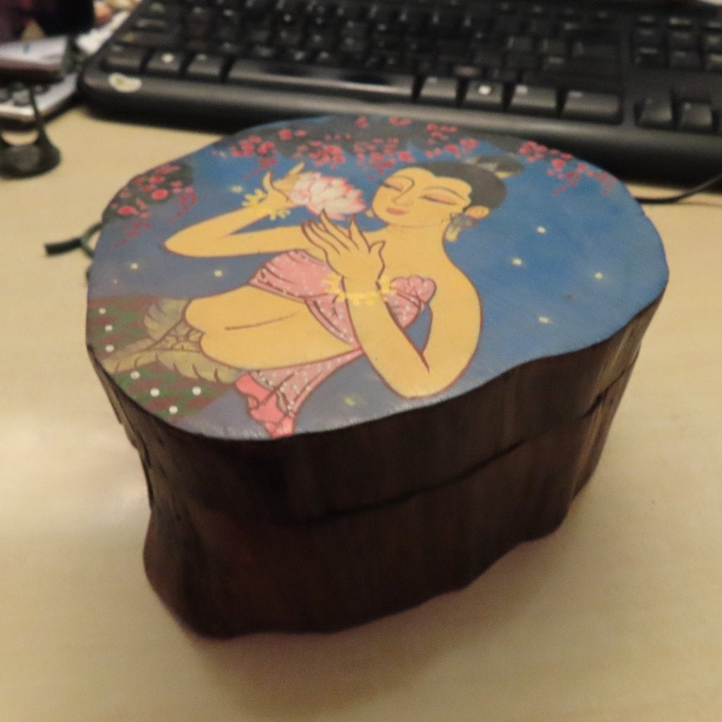 houten doosje met afbeelding +boekje met spreuken Schoonheid, Verzenden