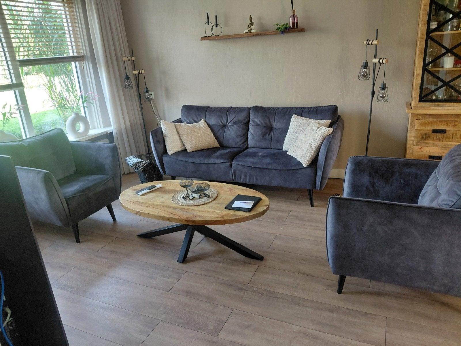 Bankstel Akker (2 half zitsbank en 2 fauteuils), Ophalen, 150 tot 200 cm, Tweepersoons, 75 tot 100 cm