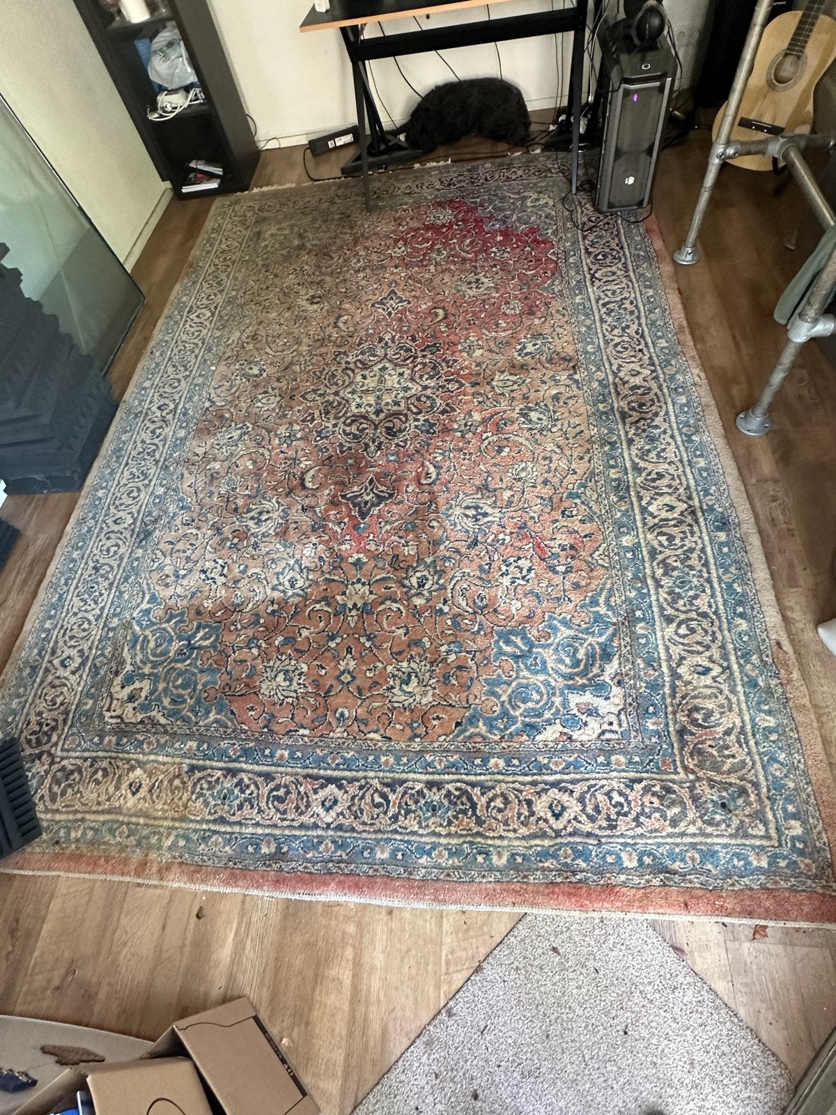 Vintage Perzisch tapijt - Rood, Blauw, Beige, Huis en Inrichting, Ophalen, Gebruikt, 150 tot 200 cm, 200 cm of meer