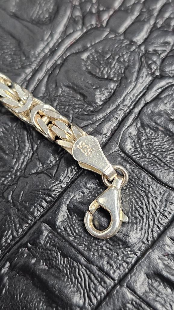 925 Zilveren Koningsschakel Armband 25cm / 4,5mm, Ophalen of Verzenden, Nieuw, Zilver, Zilver