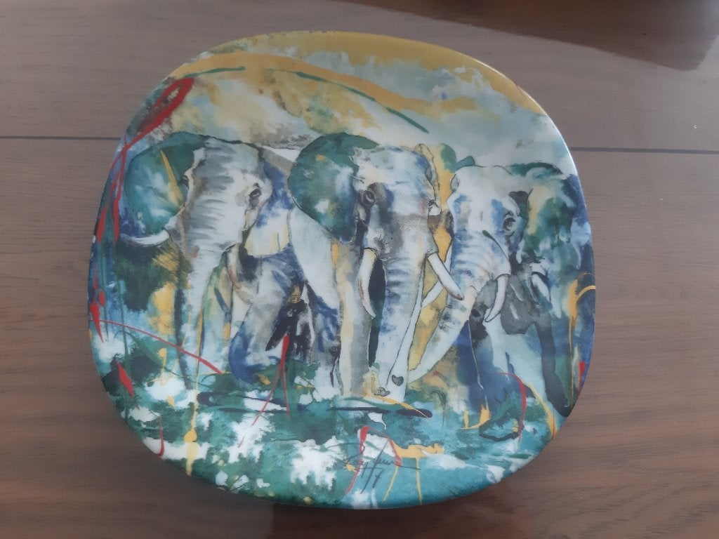 bord Olifanten - Rolf Kuie - "Magie der Manage", Antiek en Kunst, Ophalen, Overige materialen, Dieren