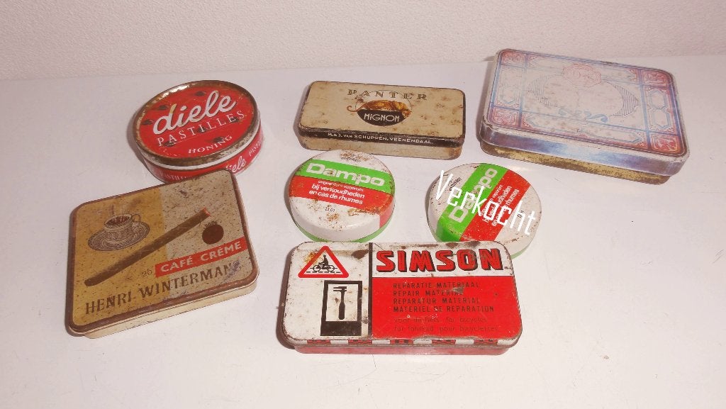 Doosjes, antieke blikken doosjes Diele Pastilles, Dampo bv, Ophalen of Verzenden
