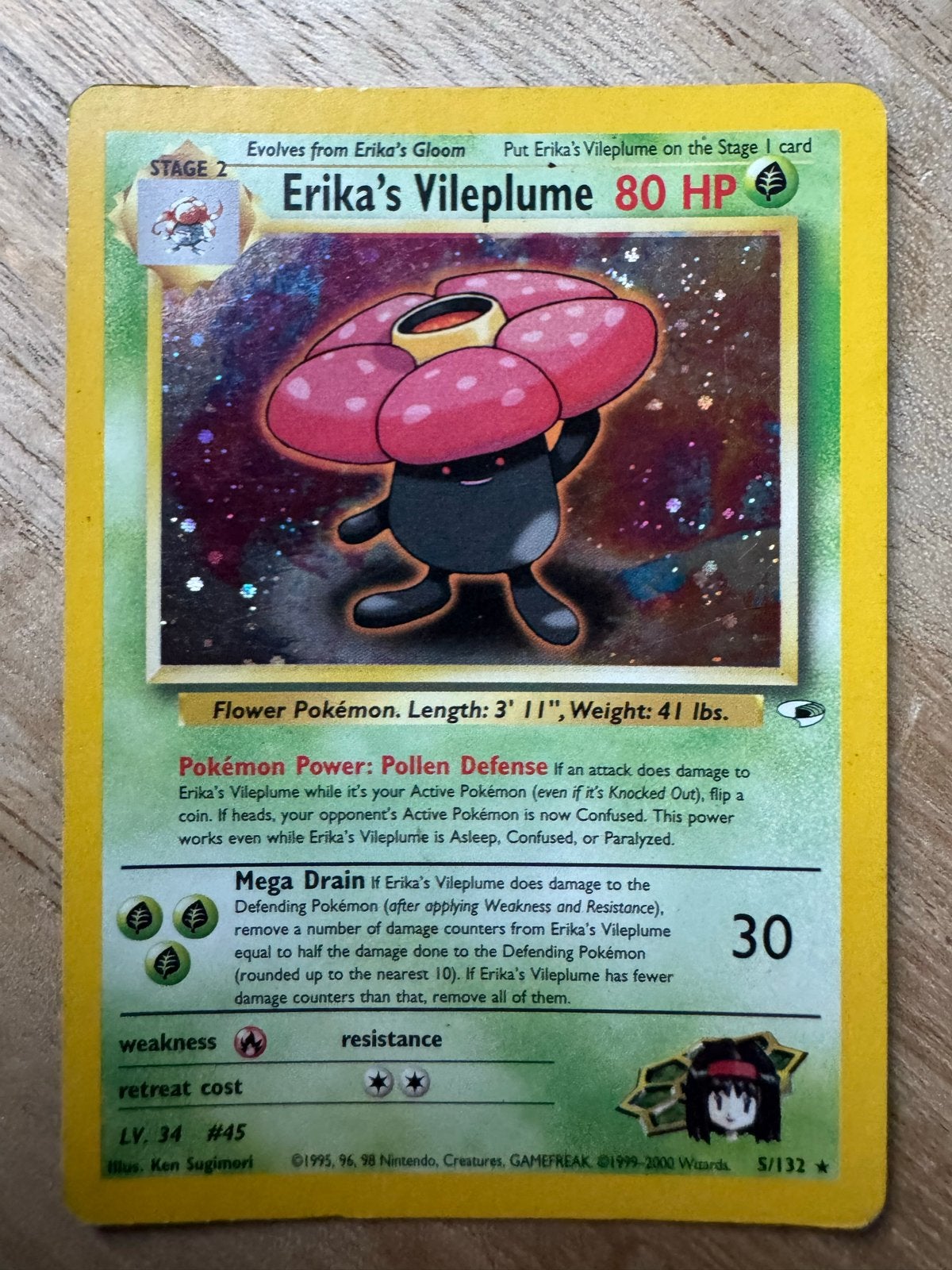 Erika's Vileplume 5/132 Holo - Gym Heroes Pokémon Kaart, Ophalen of Verzenden, Losse kaart, Foil