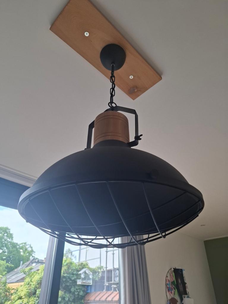 Hanglamp, Huis en Inrichting, Lampen | Hanglampen, Ophalen, Zo goed als nieuw, Hout, Minder dan 50 cm