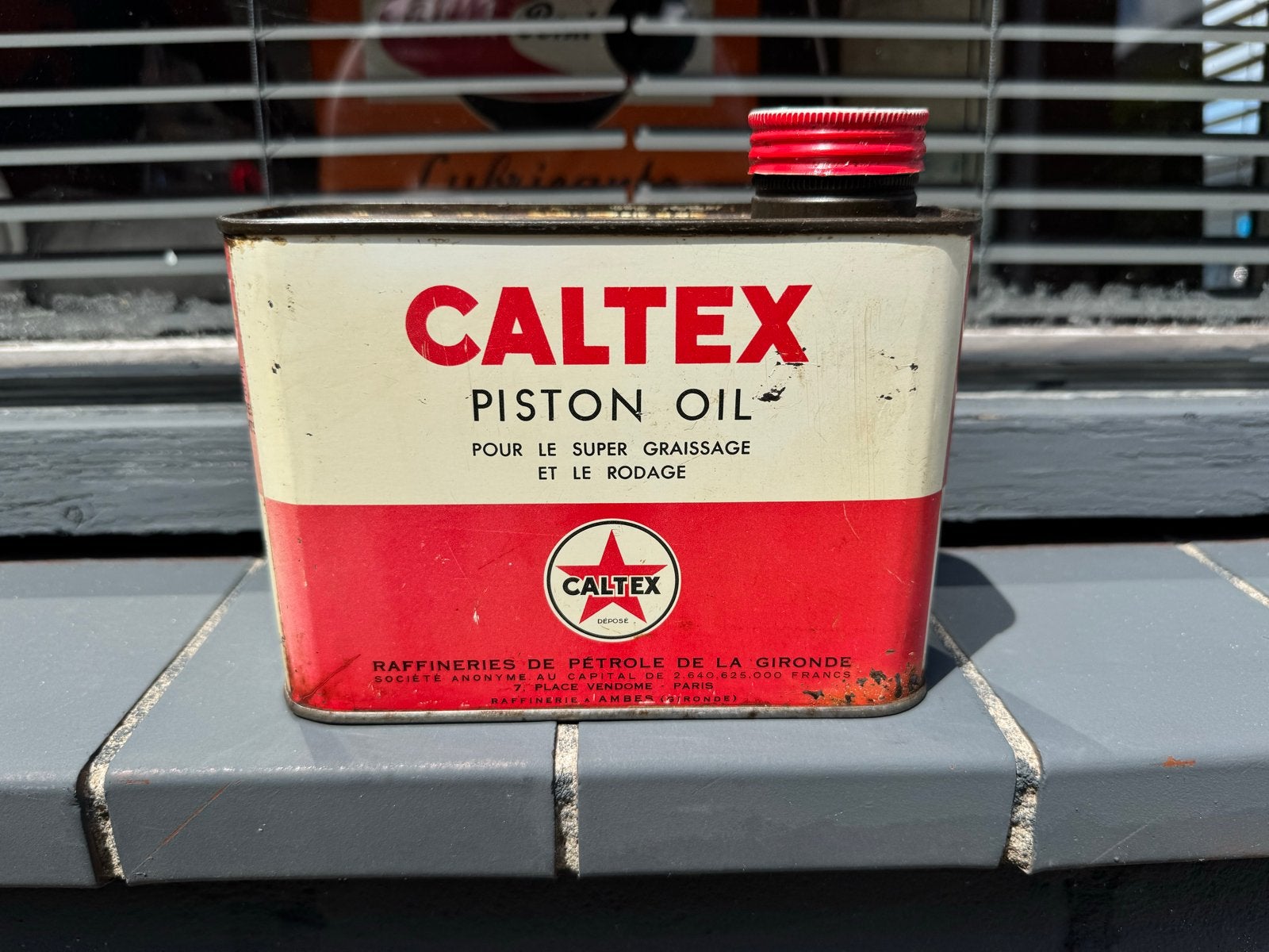 Vintage Caltex Piston Oil Blik - Decoratie, Gebruikt, ., ., .