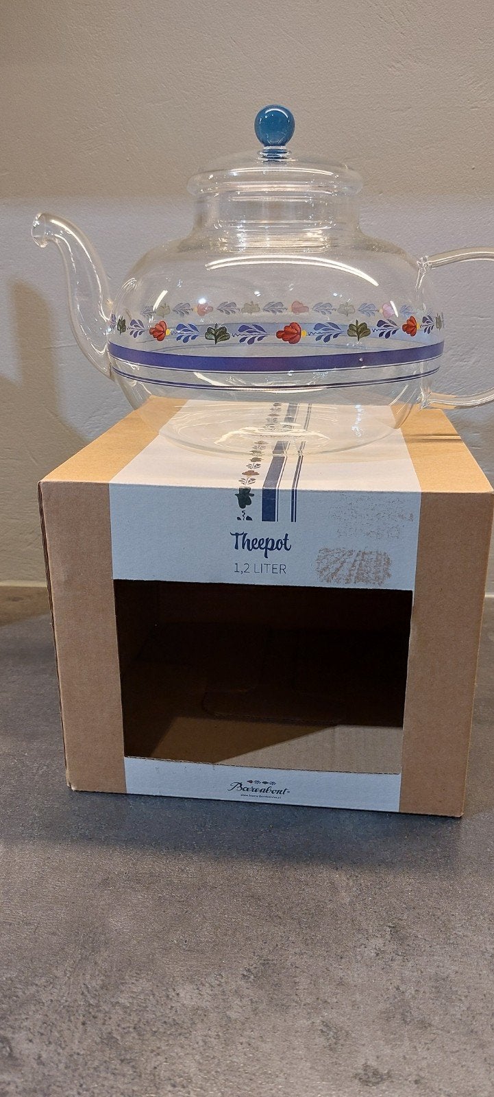 Glazen theepot/Boerenbont, Huis en Inrichting, Keuken | Servies, Ophalen of Verzenden, Zo goed als nieuw, Glas, Overige typen