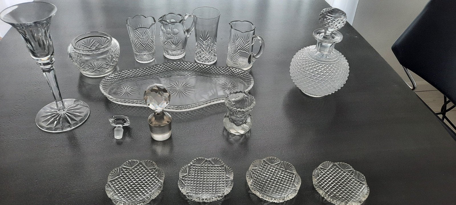 Diverse collectie Antiek geslepen glaswerk, Ophalen of Verzenden