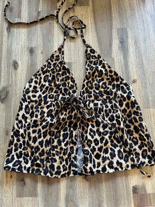 Mooie luipaardprint topje voor over je bikini, Ophalen of Verzenden, Gedragen, Bruin, Overige typen