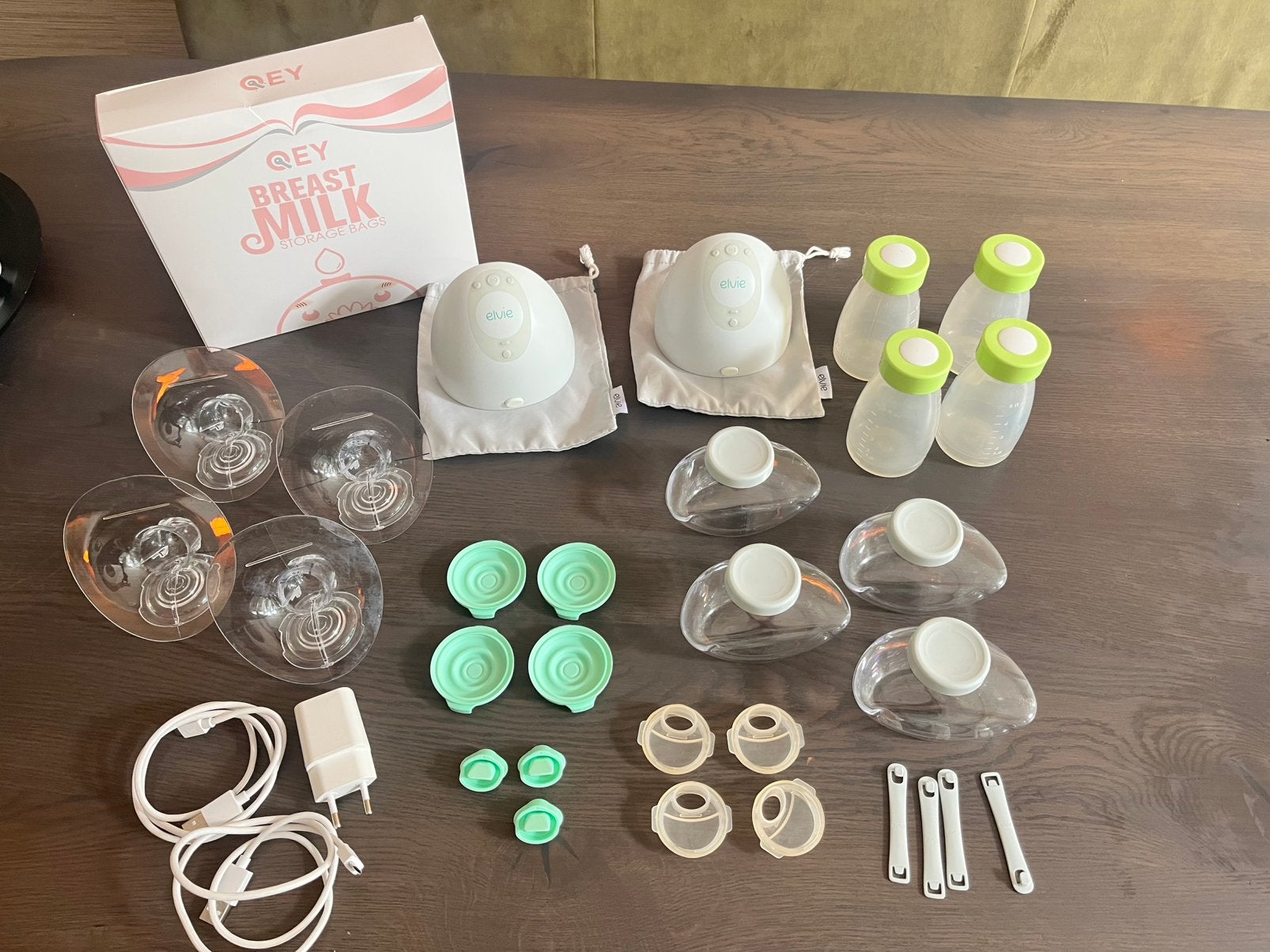 Elvie dubbele elektrische borstkolf complete set, Kinderen en Baby's, Borstkolf, Ophalen of Verzenden, Zo goed als nieuw, Elvie