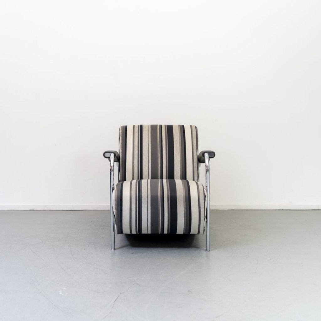 Leolux Scylla Laag Fauteuil Grijs/Wit/Zwart Stof, Huis en Inrichting, Fauteuils, Niet ingevuld, Zo goed als nieuw, Niet ingevuld