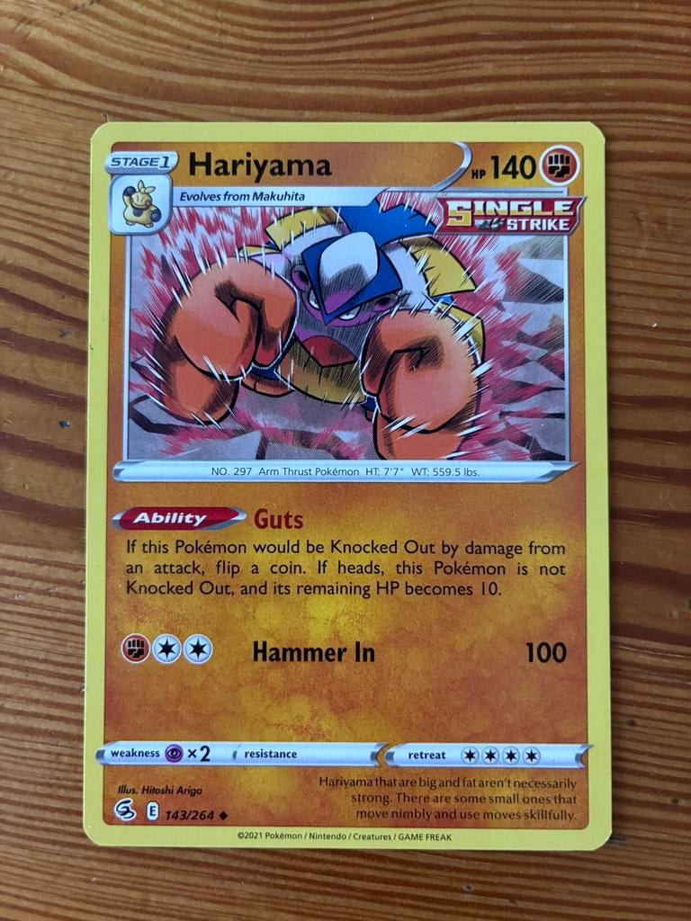 Stage 1 Hariyama Pokemon card 2021, Verzenden, Zo goed als nieuw
