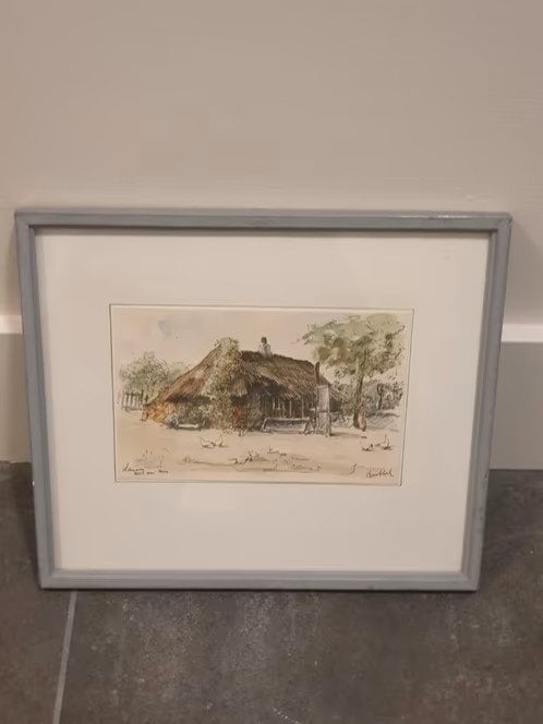 Litho Bob Brobbel Hut van Mie Laren, Antiek en Kunst, Ophalen