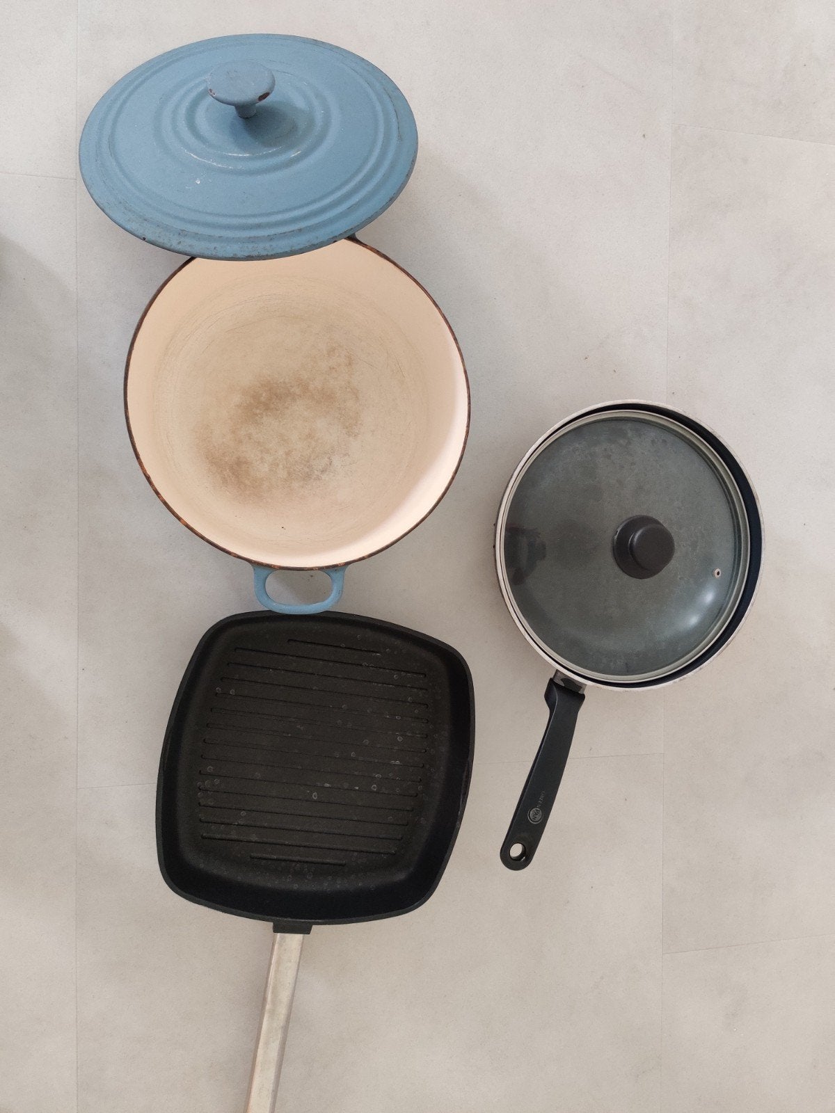 Pannenset voor student of starter, Ophalen, Gebruikt, Met deksel, Overige merken